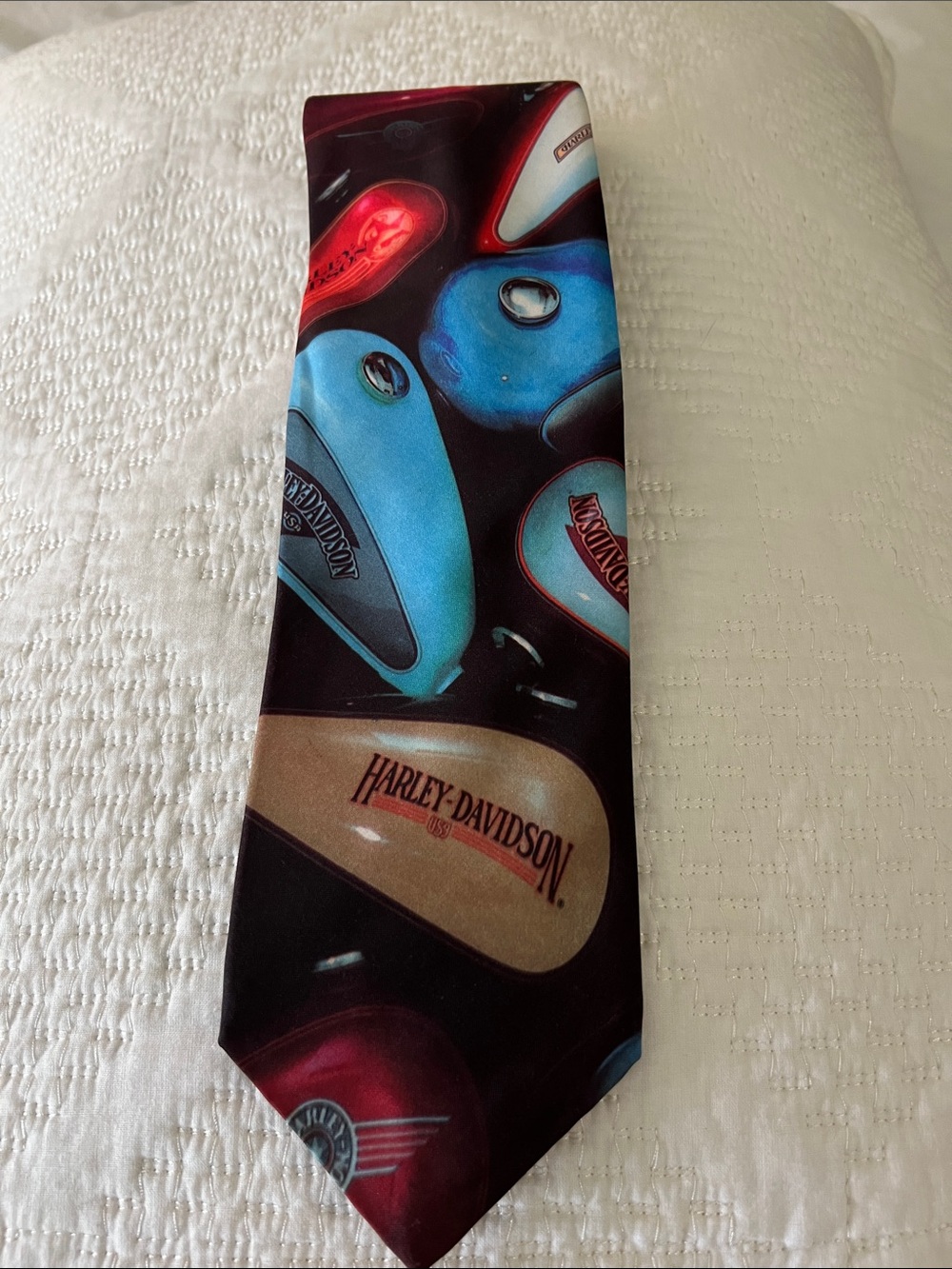Ralph Marlin Harley-Davidson Black Tie with Multicolor Motorcycle Tank Motif